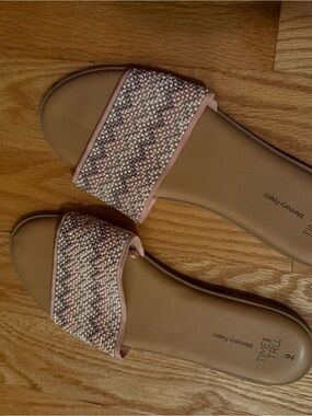 Time and Tru Pink Multi-Bead Slide Sandals
